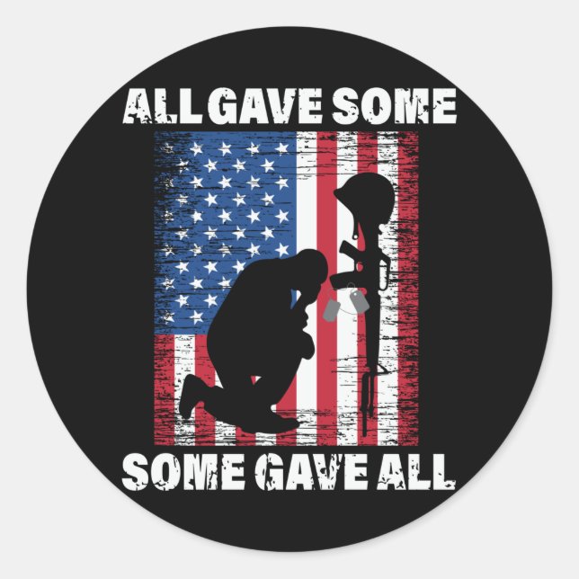 Adesivo Redondo Todos deram, alguns deram tudo - Exército dos EUA (Frente)