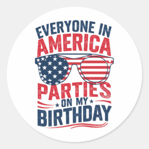 Adesivo Redondo Todos Nos Partidos Americanos No Meu Aniversário