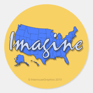 Adesivo Redondo Todos os 50 Estados Blue Stickers