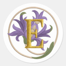 Adesivo Redondo Todos os bordados iniciais parecem roxos