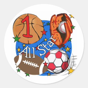 Adesivo Redondo Todos os Camisetas e presentes do primeiro anivers