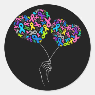 Adesivo Redondo Todos os Canceres importam Sensibilização Luta Con