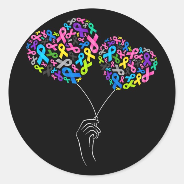 Adesivo Redondo Todos os Canceres importam Sensibilização Luta Con (Frente)