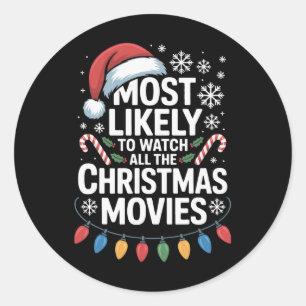 Adesivo Redondo Todos Os Filmes De Natal Mais Susceptíveis De Ver 