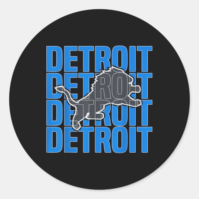 Adesivo Redondo Todos os Grit - Detroit Legal Leões Retro Detroit (Frente)