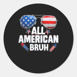 Adesivo Redondo Todos Os Homens Americanos Bruh 4 De Julho