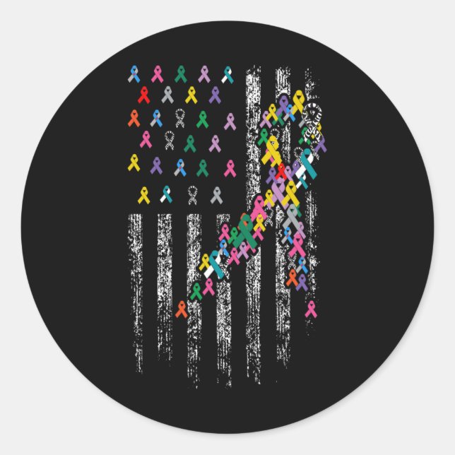Adesivo Redondo Todos os problemas do Cancer - Fitas de consciênci (Frente)