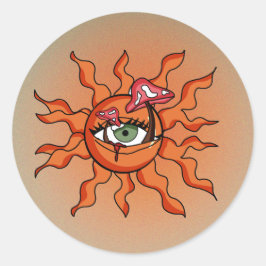 Adesivo Redondo Todos os Raios de Cogumelo Vendo Sol