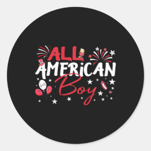Adesivo Redondo Todos Os Rapazes Americanos Pelo Dia da Independên