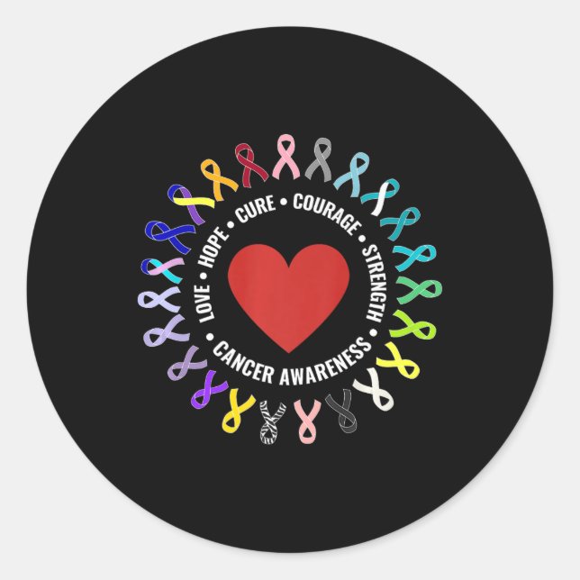 Adesivo Redondo Todos Os Recursos De Sensibilização Do Cancer Supo (Frente)