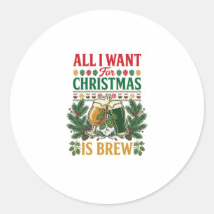 Adesivo Redondo Todos Querem Copos de Cerveja Cerveja de Natal Pin
