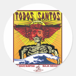 ADESIVO REDONDO TODOS SANTOS BAJA MÉXICO SURFANDO