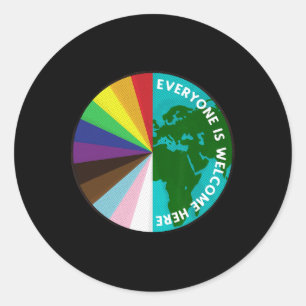 Adesivo Redondo Todos São Bem-Vindos Aqui Lgbtq Ally Human Rights 