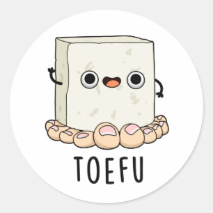 Adesivo Redondo Toe-fu Cute Tofu Pun