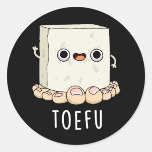 Adesivo Redondo Toe-fu Engraçado Tofu Pun Dark BG