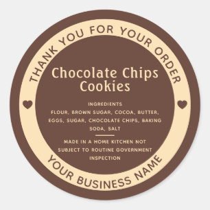Adesivo Redondo Toffee Brown Cottage Law Ingredient Cookie Sticker