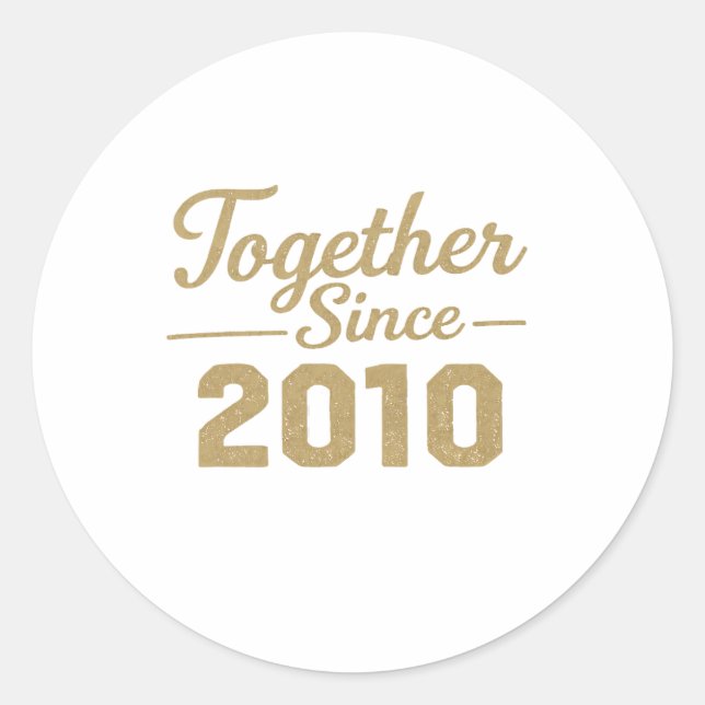 Adesivo Redondo Together Since 2010 Anniversary Sticker  (Frente)