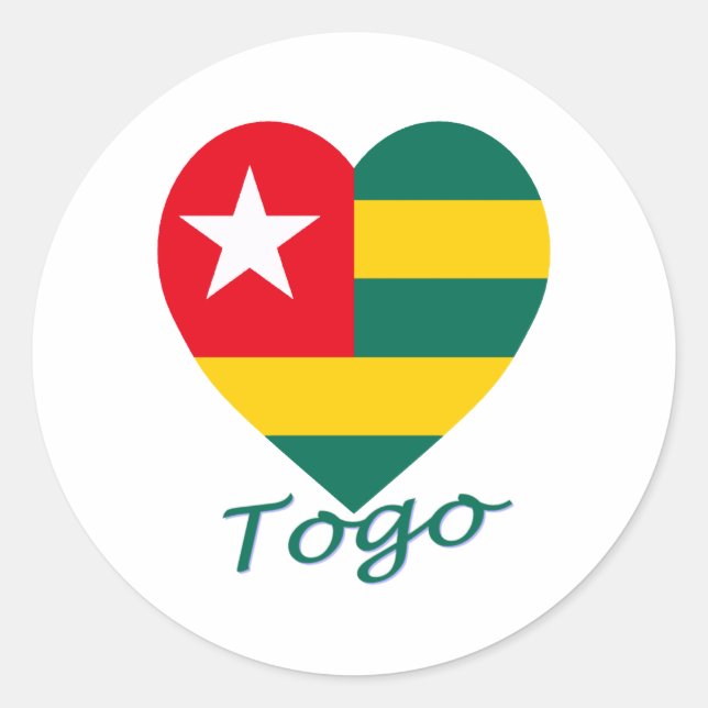 Adesivo Redondo Togo Flag Heart (Frente)