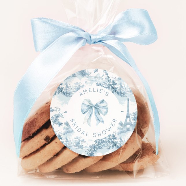 Adesivo Redondo Toile de Jouy Chuveiro de noiva romântico francês (Criador carregado)