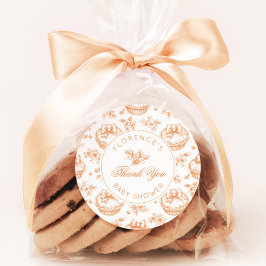 Adesivo Redondo Toile de Jouy Cutie Pie chá de bebê obrigado