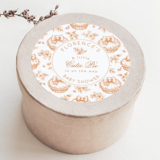 Adesivo Redondo Toile de Jouy Cutie Pie obrigado neutro de gênero (Criador carregado)