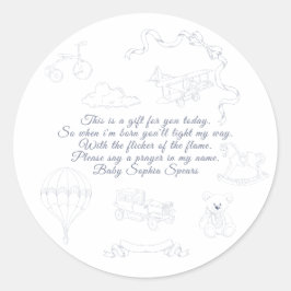 Adesivo Redondo Toile de Jouy Nursery Prayer Candle