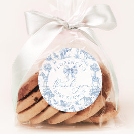 Adesivo Redondo Toile de Jouy Safari Chá de fraldas obrigado você