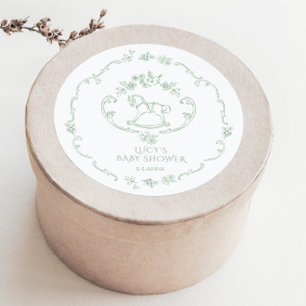 Adesivo Redondo Toile de Jouy Sage Chá de fraldas de Cavalo Rochos