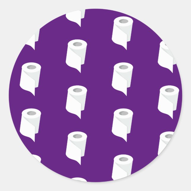 Adesivo Redondo Toilet Paper Roll Funny Quarantine Theme Purple (Frente)
