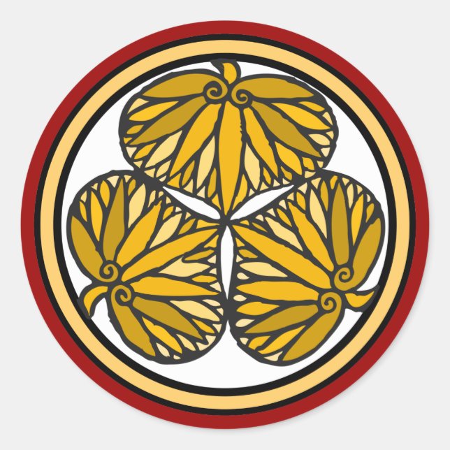 Adesivo Redondo Tokugawa Shogun Family Crest, Kyoto, Edo (Frente)