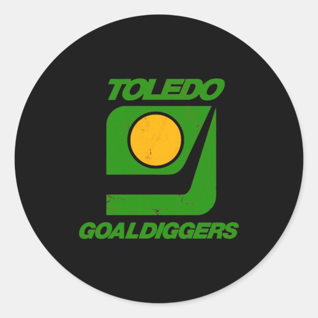 Adesivo Redondo Toledo Goaldiggers 70s80s Hockey Team  (Frente)
