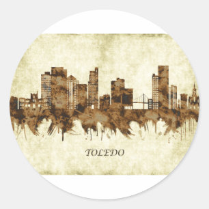 Adesivo Redondo Toledo Ohio Cityscape