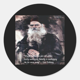 Adesivo Redondo Tolstoy Anna Karenina Famílias Felizes Citação