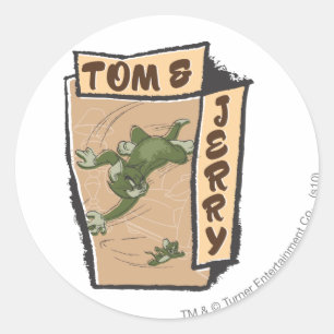 Adesivo Redondo Tom e Jerry em um sofá de Tan