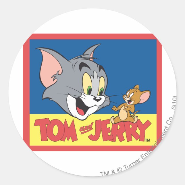 Adesivo Redondo Tom E Jerry Logo Flat (Frente)