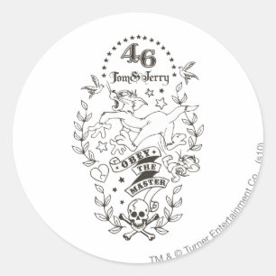Adesivo Redondo Tom e Jerry obedecem o mestre 1