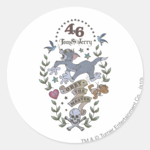 Adesivo Redondo Tom e Jerry Obey O Mestre 2