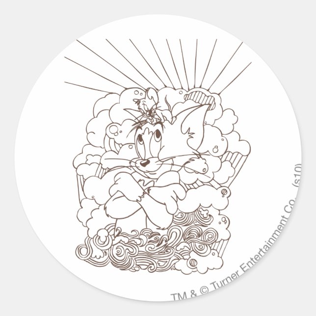 Adesivo Redondo Tom e Jerry Outline (Frente)