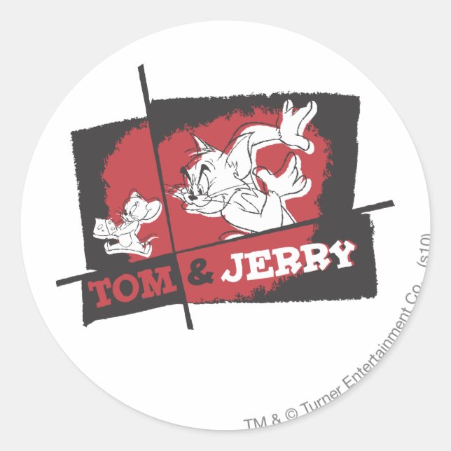 Adesivo Redondo Tom e Jerry Red e Black (Frente)