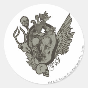 Adesivo Redondo Tom e Jerry Skull