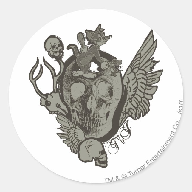 Adesivo Redondo Tom e Jerry Skull (Frente)
