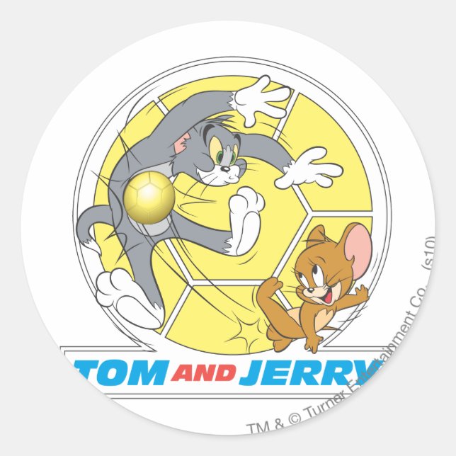 Adesivo Redondo Tom e Jerry Soccer (Futebol) 8 (Frente)