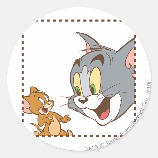 Adesivo Redondo Tom e Jerry Stamp (Frente)