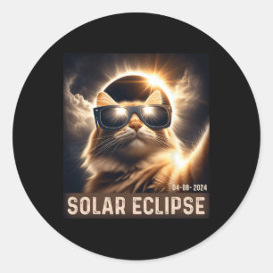 Adesivo Redondo Tomar Uma Selfie Com O Eclipse Solar 2024 Vestindo