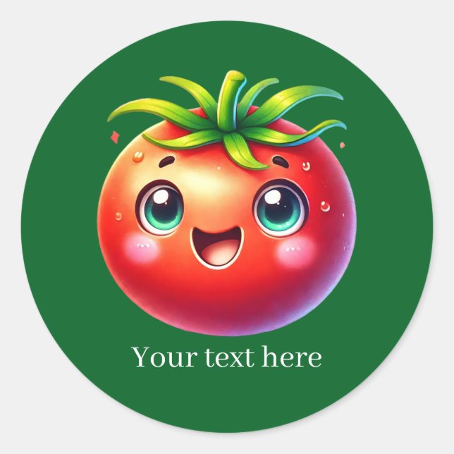 Adesivo Redondo Tomate empresarial personalizável fofo (Frente)