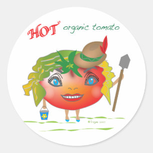 Adesivo Redondo Tomate orgânico quente