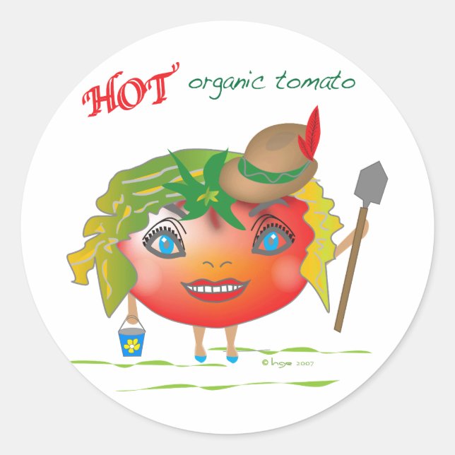 Adesivo Redondo Tomate orgânico quente (Frente)