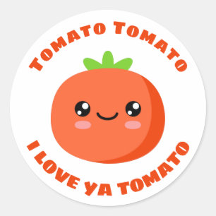 Adesivo Redondo Tomate Tomato Eu te amo Tomato