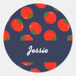 Adesivo Redondo Tomate vermelho em azul