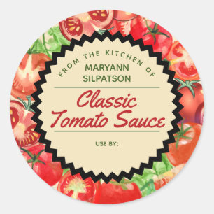 Adesivo Redondo Tomates de conserva personalizados da cozinha de 
